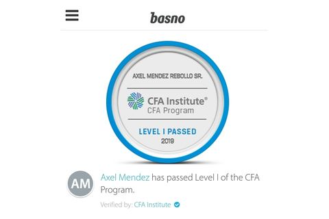 Badge CFA Institute Level I Passed — verificado