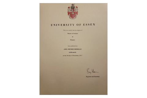 Título Master of Science in Finance — University of Essex